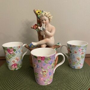 VTG Crown Trent Fine Bone China tea/ coffee cup set Flower/Spring Pattern